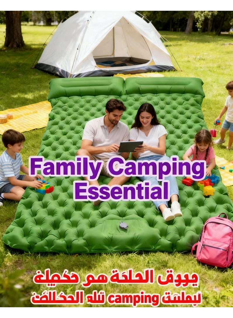 TOP ONE Double camping sleeping mat | Ultralight camping mat | With pillow | Built-in foot pump | Inflatable sleeping mat |camping bed、camping mattress、camping mat、sleeping pad| Lightweight and portable | Suitable for camping | Backpacking | Hiking | Tent camping. - Image 4